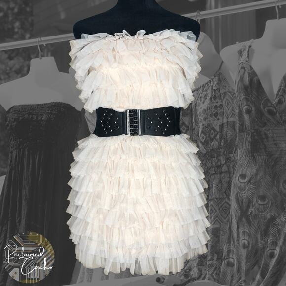 Haute Hippie Dresses & Skirts - Haute Hippie Cream Tiered Ruffle Dress - Size Small